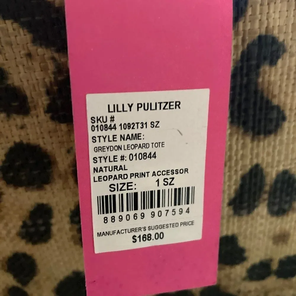NWT Lilly Pulitzer Leopard Print Rattan Tote with Bamboo Handle